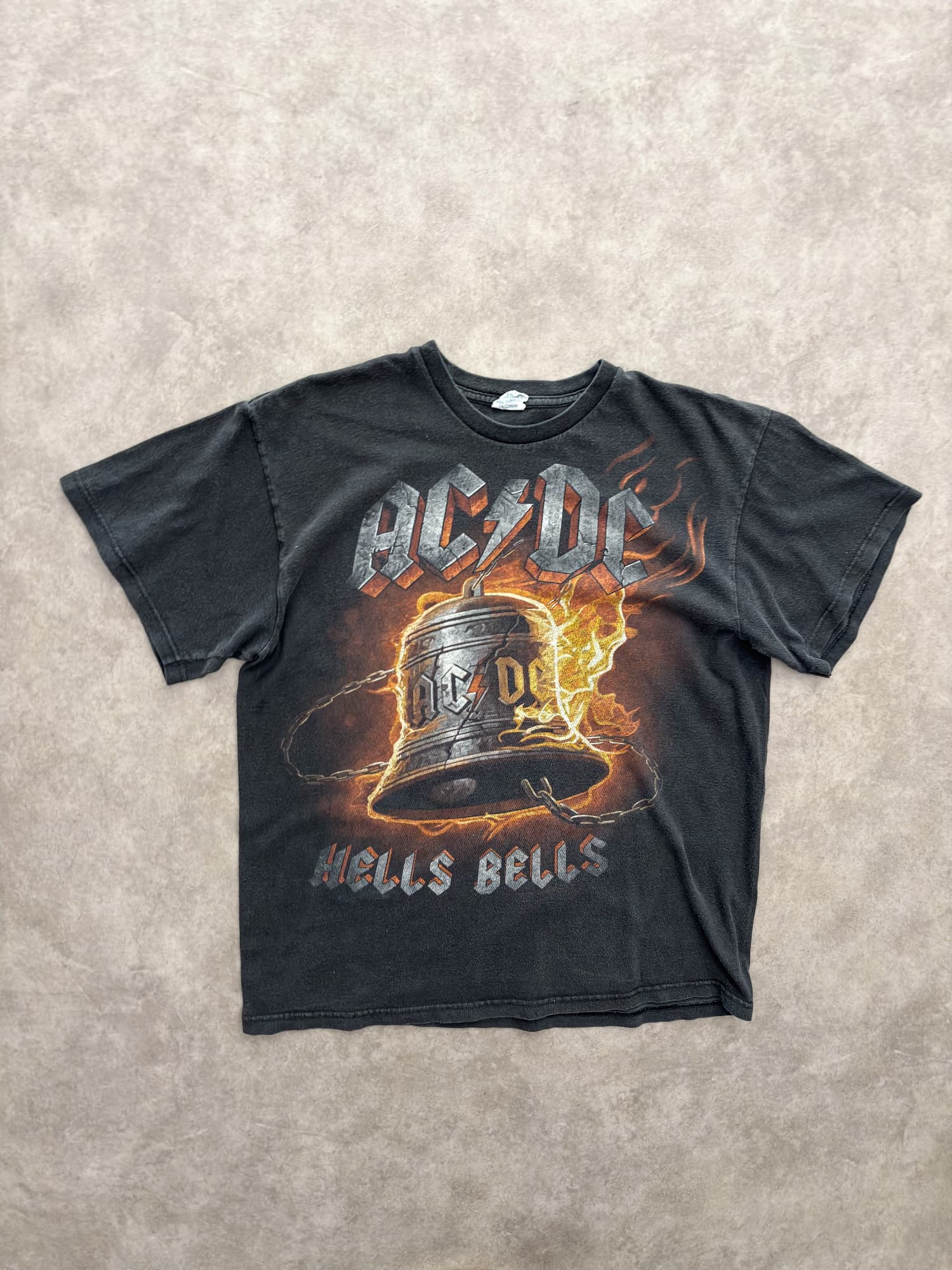 ACDC Vintage ACDC T Shirt Sunfaded Black Made In Mexico - Very Good - L - Fabricsonder